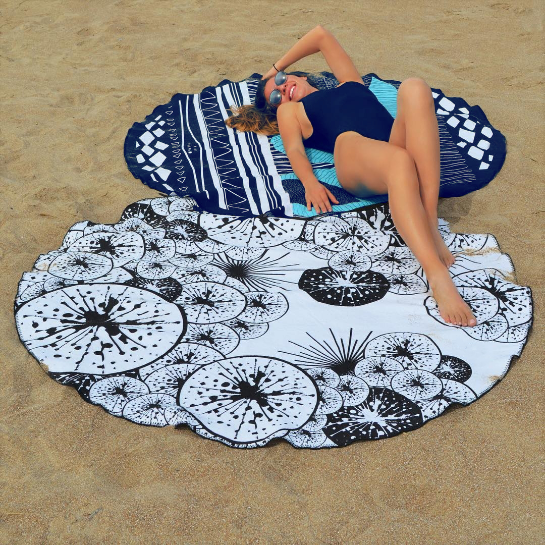 4709-1Quick Dry Floral Beach Cover-Up Beach Mat Tow